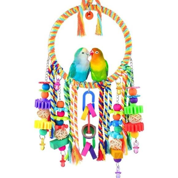 Bird Toys, Bird Swing Toy Bird Perch with Colorful Chewing Toys for Lovebirds - Picture 7 of 7